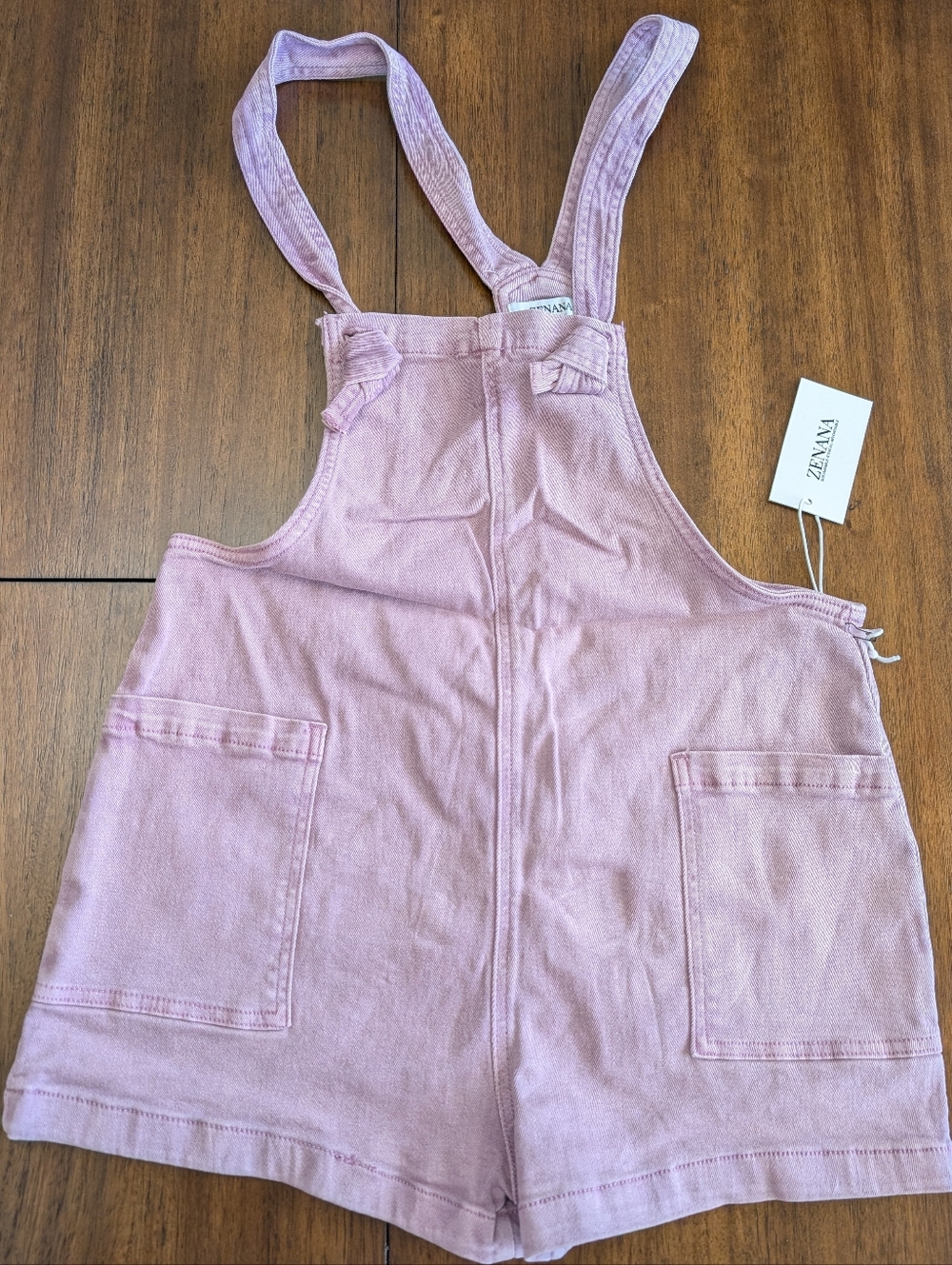 Zenana Outfitters Violet Denim Short Overalls w/Knotted Straps Sz S,M,L New